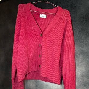 Old Navy Pink Knit Cardigan Medium